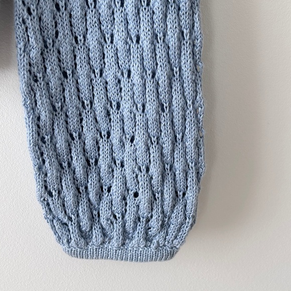 Reformation 100% Linen Blue Rose Pointelle Sweater - Picture 7 of 16